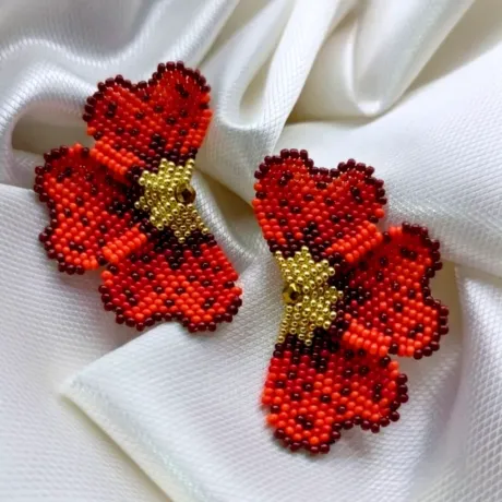 Aretes Mostacilla Ref. Flora - Rojo